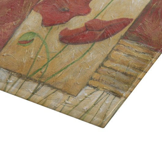 Blumenmalerei mit sichtbaren Bürsten-Anschlägen Schneidebrett (Ecke)