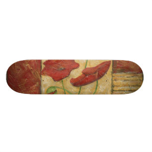 Blumenmalerei mit sichtbaren Bürsten-Anschlägen Skateboard