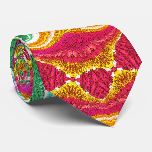 Blumenmandala bestickt mit hellen Fäden Krawatte (Gerollt)