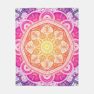 Blumenmandala: farbenfroh Vintag. Fleecedecke