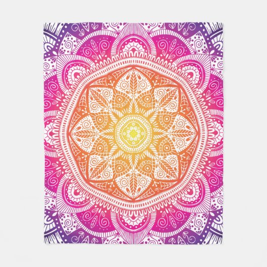 Blumenmandala: farbenfroh Vintag. Fleecedecke (Vorderseite)