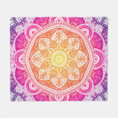 Blumenmandala: farbenfroh Vintag. Fleecedecke (Vorderseite (Horizontal))