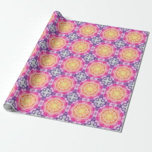 Blumenmandala: farbenfroh Vintag. Geschenkpapier