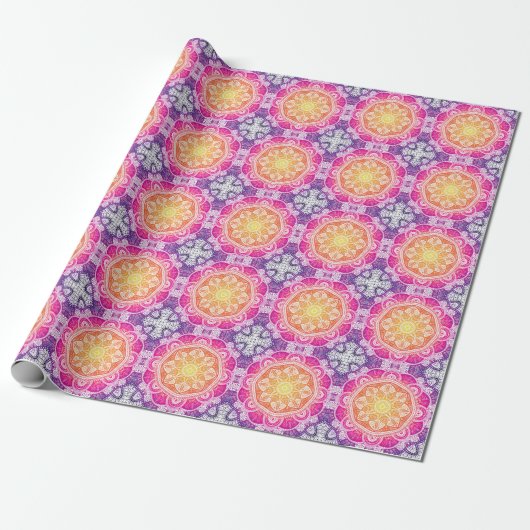 Blumenmandala: farbenfroh Vintag. Geschenkpapier (Ungerollt)
