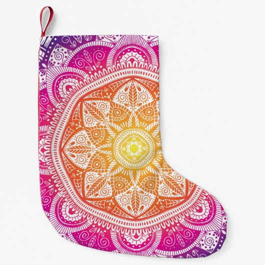 Blumenmandala: farbenfroh Vintag. Kleiner Weihnachtsstrumpf (Vorderseite)