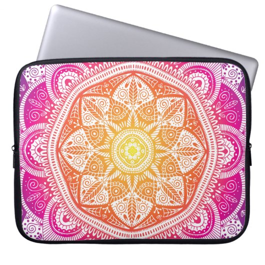 Blumenmandala: farbenfroh Vintag. Laptopschutzhülle (Vorderseite)