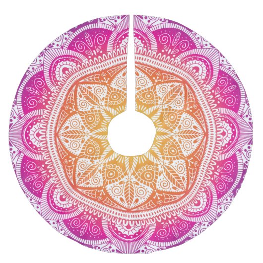 Blumenmandala: farbenfroh Vintag. Polyester Weihnachtsbaumdecke (Vorderseite)