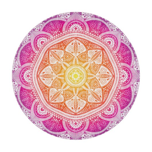 Blumenmandala: farbenfroh Vintag. Schneidebrett (Vorderseite)