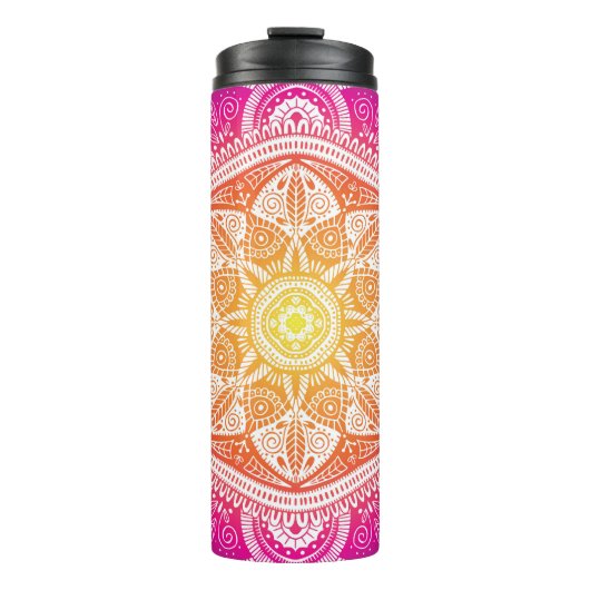 Blumenmandala: farbenfroh Vintag. Thermosbecher (Vorderseite)