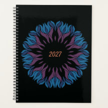Blumenmandala in Blau und Mauve