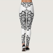 BlumenMandala in Schwarz und Weiß Leggings (Rückseite)