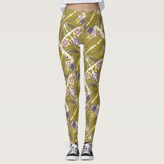 BlumenMandala, Olivrosa und lila Leggings (Vorderseite)