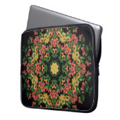 Blumenmandala: rot, gelb Vintag. Laptopschutzhülle (Vorderseite Links)
