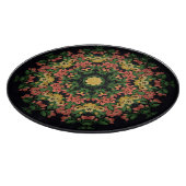 Blumenmandala: rot, gelb Vintag. Schneidebrett (Ecke)