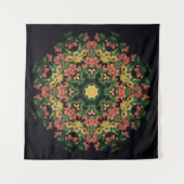 Blumenmandala: rot, gelb Vintag. Wandteppich (Vorderseite (Horizontal))