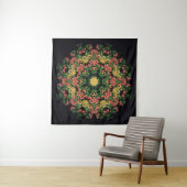 Blumenmandala: rot, gelb Vintag. Wandteppich (Beispiel (Horizontal))