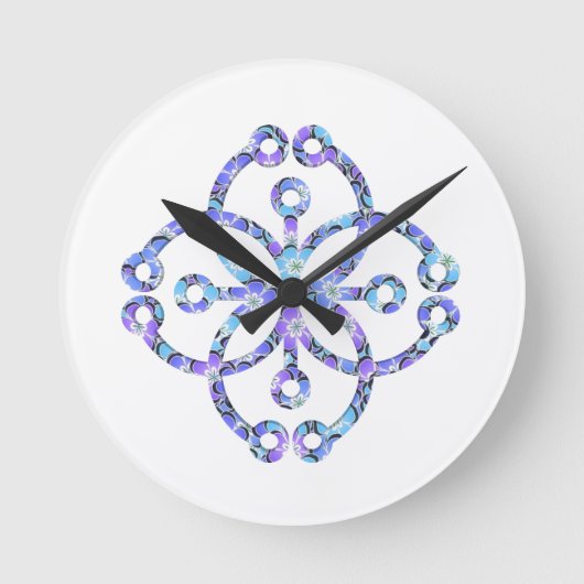 Blumenmandala Runde Wanduhr (Vorderseite)