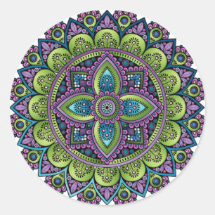 BlumenMandala Runder Aufkleber