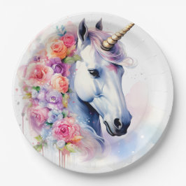 Blumenmane Einhorn/Pferdepapierplatte Pappteller