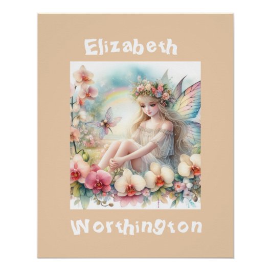 Blumenmärchen der Aquarelldruckerin, rosa Poster (Vorderseite)