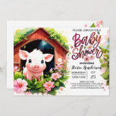 Blumenmärchen Piglet Babydusche Einladung (Vorne/Hinten)