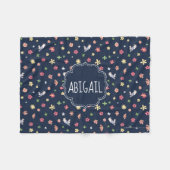 Blumenmarine-Muster Peter-Kaninchen-| Fleecedecke (Vorderseite (Horizontal))