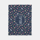 Blumenmarine-Muster Peter-Kaninchen-| Fleecedecke (Vorderseite)