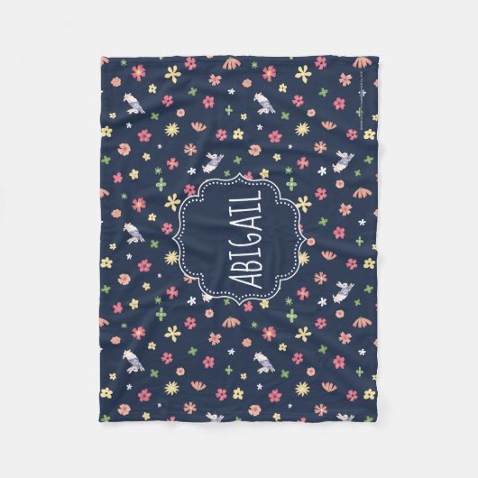 Blumenmarine-Muster Peter-Kaninchen-| Fleecedecke (Vorderseite)