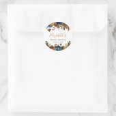 Blumenmarineblau Rostbraun Brautparty Empfang Runder Aufkleber (Tasche)