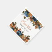 Blumenmarineblau Rostbraun Brautparty Empfang Serviette (Ecke)