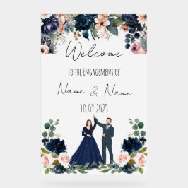 Blumenmarineblau-Schild Verlobung Acrylschild