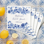 Blumenmarineblau Weißes Chinoiserie Brautparty Serviette<br><div class="desc">"Floral Navy Blue Chinoiserie Brautparty Paper Dinner Napkins." Handgemalte Kunstwerke in Acryl Aquarell auf der Leinwand zeichnen sich durch ein antikes, Vintages chinesisches Design aus, mit Vögeln und Blume über einer klassischen, traditionellen Grenze. Mix und Match Design Set für Ihre eigene Präsentation. Vorlagenfelder können für jeden Anlass verwendet werden. Copyright,...</div>