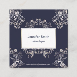 Blumenmarinemuster der barocken Art Quadratische Visitenkarte