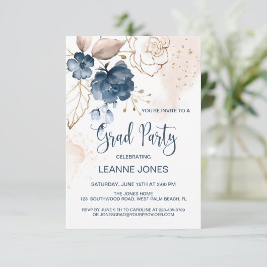 Blumenmarinierpartei Einladung (Stehend Vorderseite)