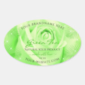 Blumenmarken Blätter für hellgrüne Rose Palm Ovaler Aufkleber (Vorderseite)