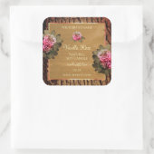 Blumenmarken Brown Wood Grain Tree Bark Quadratischer Aufkleber (Tasche)