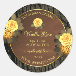 Blumenmarken Brown Wood Grain Tree Bark Runder Aufkleber