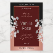 Blumenmarken Burgund Black und Rose Gold Lebensmitteletikett (Einzelnes Label)