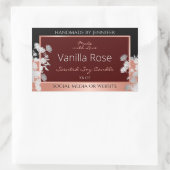 Blumenmarken Burgund Black und Rose Gold Rechteckiger Aufkleber (Tasche)