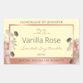 Blumenmarken Creme und Rose Gold Rahmen Rechteckiger Aufkleber (Vorderseite)