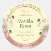 Blumenmarken Creme und Rose Gold Rahmen Runder Aufkleber (Vorderseite)