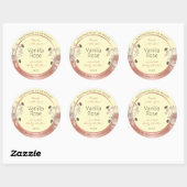 Blumenmarken Creme und Rose Gold Rahmen Runder Aufkleber (Blatt)