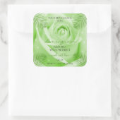 Blumenmarken Grüne Rose mit Palm-Blätter Quadratischer Aufkleber (Tasche)