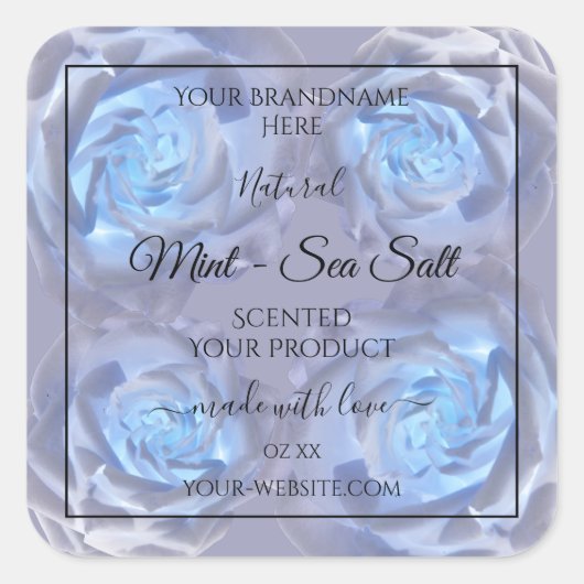 Blumenmarken Leuchtblaue Rose Quadratischer Aufkleber (Vorderseite)