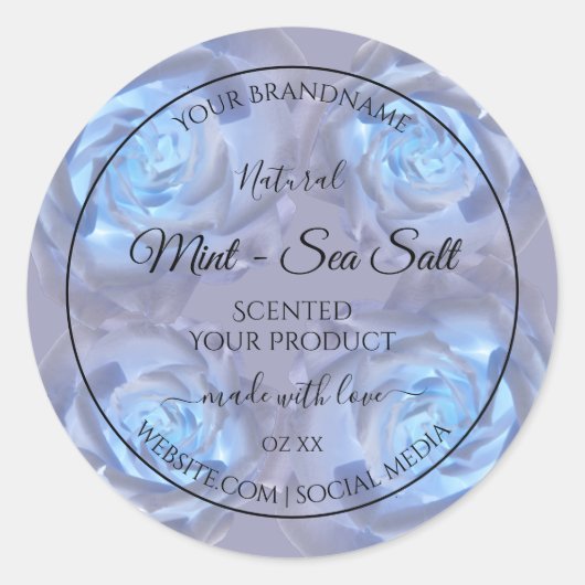 Blumenmarken Leuchtblaue Rose Runder Aufkleber (Vorderseite)