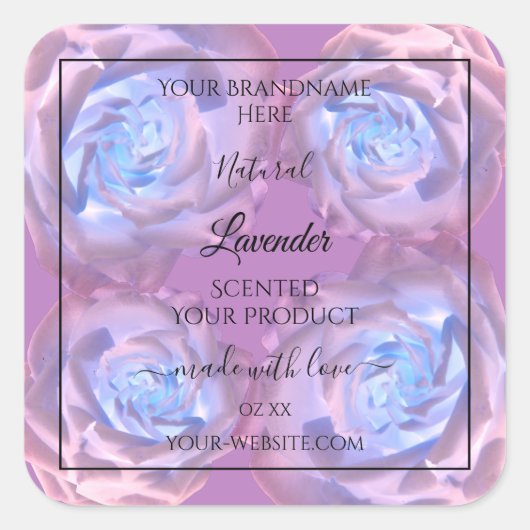 Blumenmarken Leuchtende Lila blaue Rose Quadratischer Aufkleber (Vorderseite)