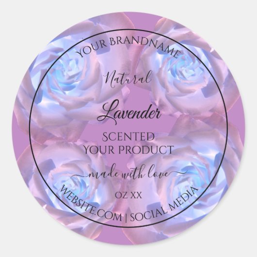 Blumenmarken Leuchtende Lila blaue Rose Runder Aufkleber (Vorderseite)