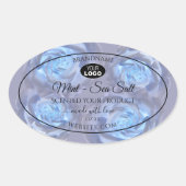 Blumenmarken Lichtblaue Rose mit Logo Ovaler Aufkleber (Vorderseite)