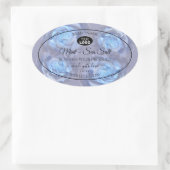 Blumenmarken Lichtblaue Rose mit Logo Ovaler Aufkleber (Tasche)