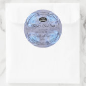 Blumenmarken Lichtblaue Rose mit Logo Runder Aufkleber (Tasche)